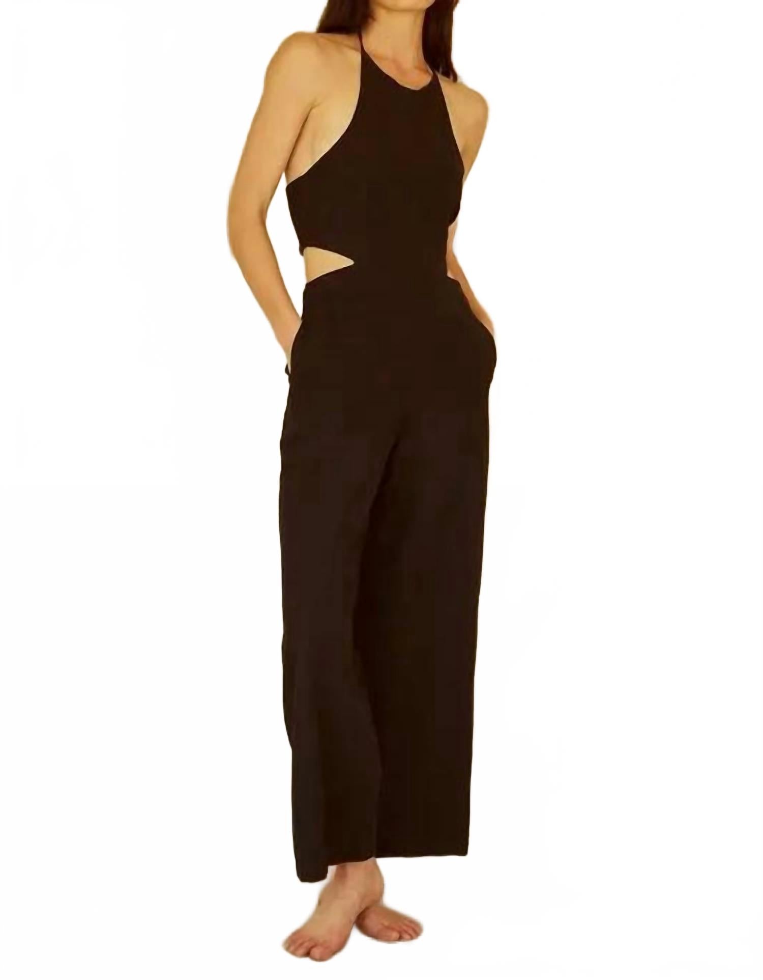 Кендра комбинезон с вырезами и запахом на шее в черном цвете Sanity Style
Кендра комбинезон с вырезами и запахом на шее в черном цвете Sanity Style