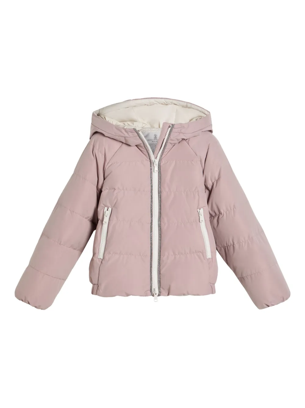 Непромокаемый пуховик Brunello Cucinelli Kids, розовый 
Непромокаемый пуховик Brunello Cucinelli Kids, розовый