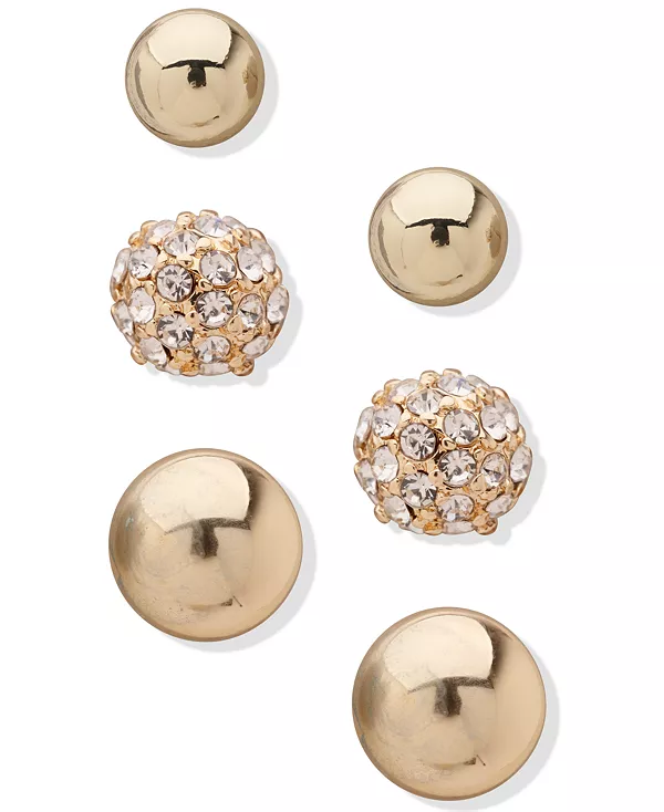 Комплект из трёх золотых серёг-гвоздиков с паве Anne Klein, gold
Комплект из трёх золотых серёг-гвоздиков с паве Anne Klein, gold