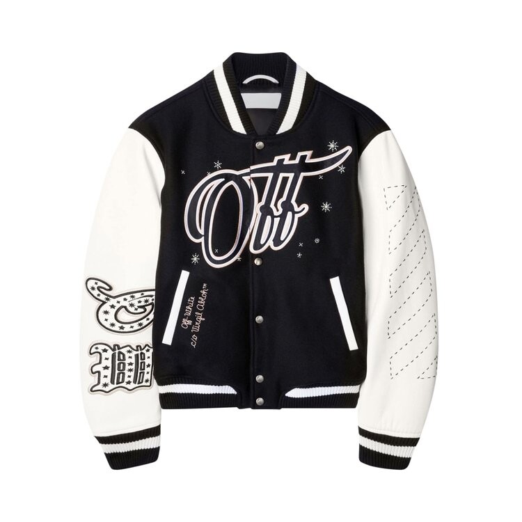 Куртка Off-White Embroidered Bling Stars Varsity Jacket, цвет Black/Off-White, Белый, Куртка Off-White Embroidered Bling Stars Varsity Jacket, цвет Black/Off-White 
Куртка Off-White Embroidered Bling Stars Varsity Jacket, цвет Black/Off-White, Белый, Куртка Off-White Embroidered Bling Stars Varsity Jacket, цвет Black/Off-White