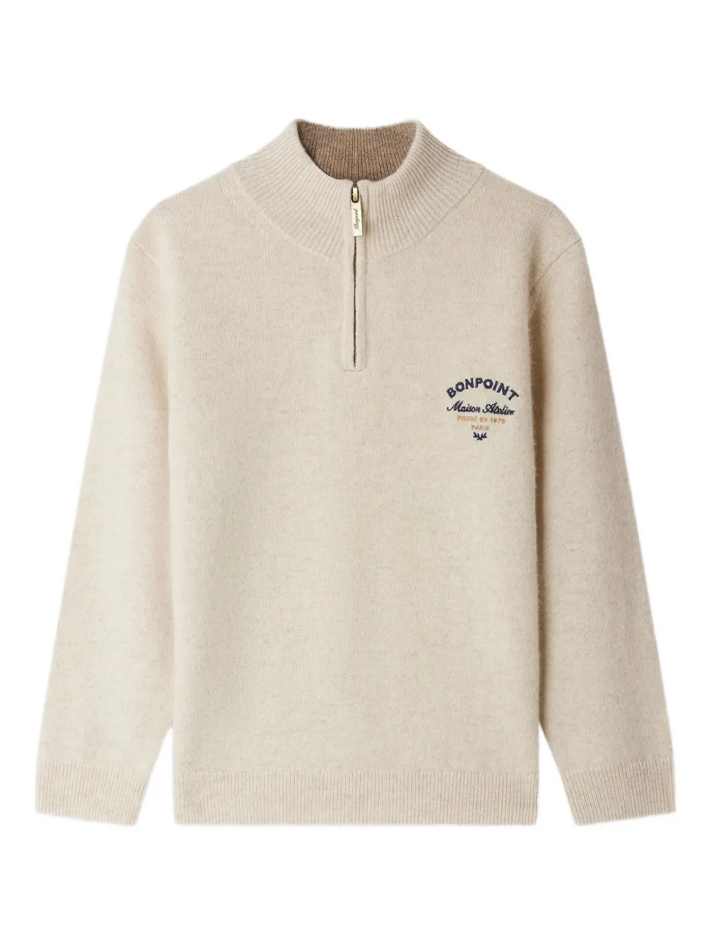 Джемпер Gert с высоким воротником на молнии Bonpoint, нейтральный 
Джемпер Gert с высоким воротником на молнии Bonpoint, нейтральный