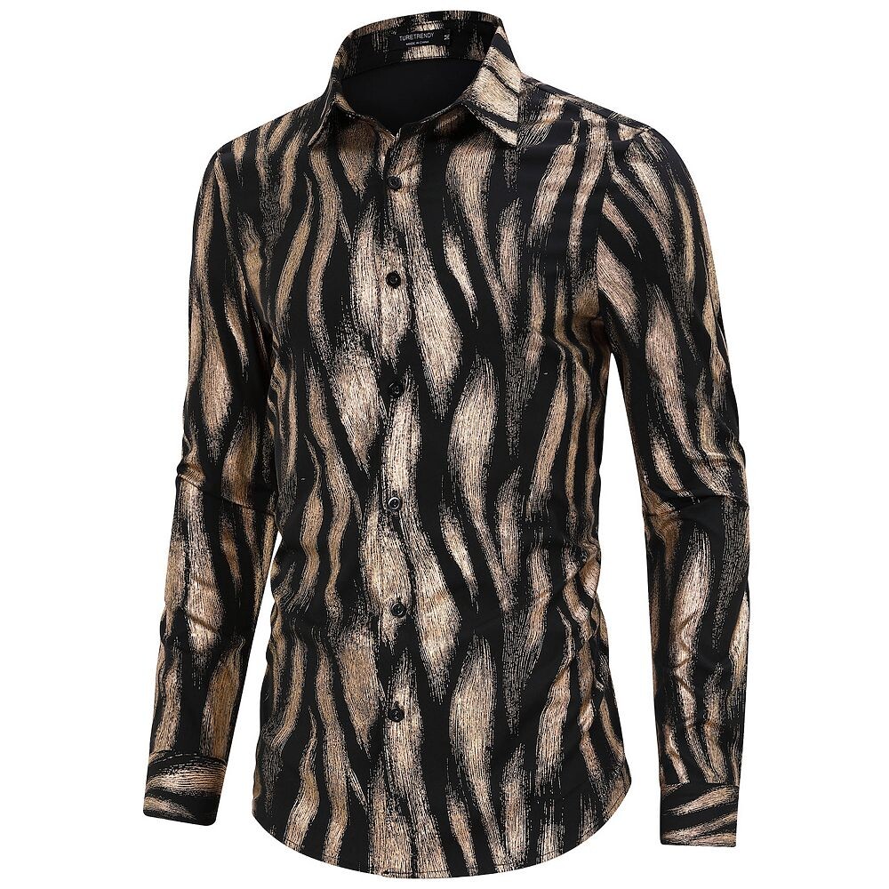 Мужская рубашка в стиле диско с блестящими металлическими блестками и длинным рукавом MISSKY, черный
Мужская рубашка в стиле диско с блестящими металлическими блестками и длинным рукавом MISSKY, черный