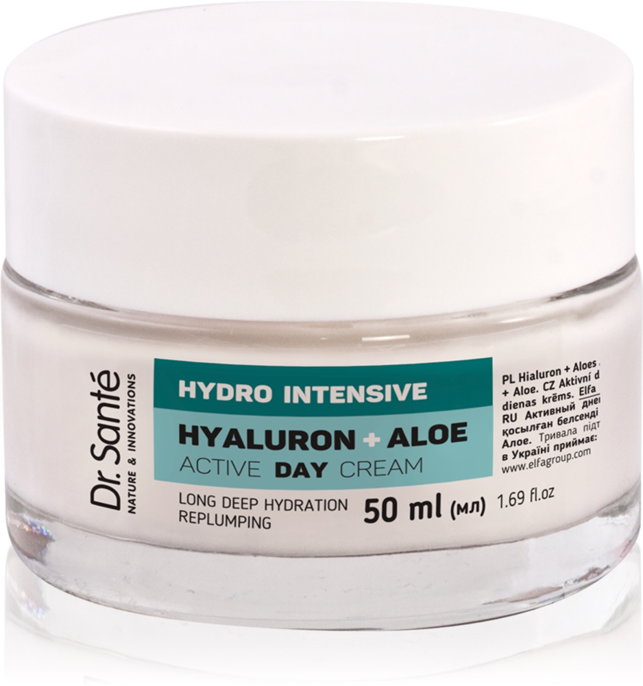 Гидроинтенсивный дневной крем с гиалуроном и алоэ вера Dr. Santé, 50 мл
Гидроинтенсивный дневной крем с гиалуроном и алоэ вера Dr. Santé, 50 мл