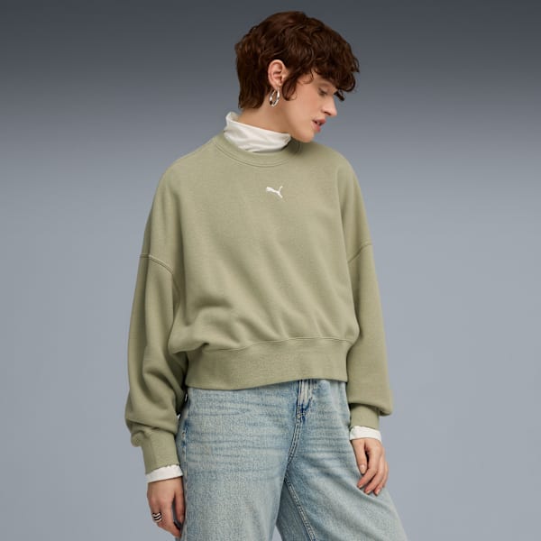 Женская свободная толстовка с круглым вырезом Puma Wardrobe Essentials, зеленый
Женская свободная толстовка с круглым вырезом Puma Wardrobe Essentials, зеленый