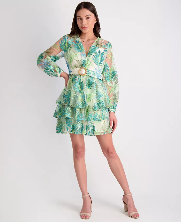 Женское платье с поясом и вышитыми листьями из сетки Siena, мультиколор
Женское платье с поясом и вышитыми листьями из сетки Siena, мультиколор