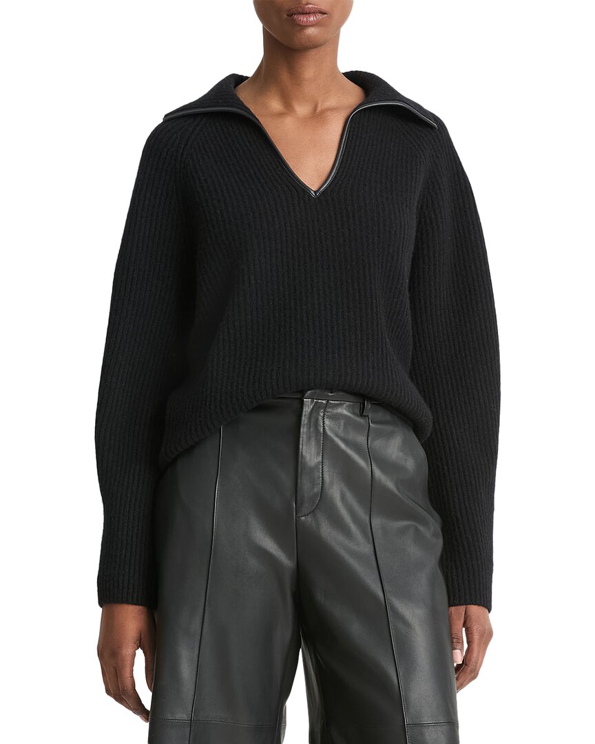 Рубашка поло Vince из смеси шерсти и кашемира с отделкой из кожи в рубчик, черный
Рубашка поло Vince из смеси шерсти и кашемира с отделкой из кожи в рубчик, черный