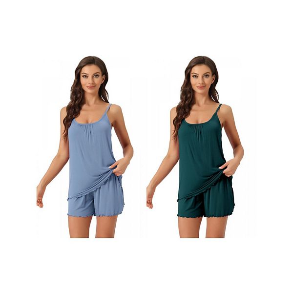 2 комплекта женской домашней одежды: топ-камизоль с рюшами и шорты Inspire Chic, Blue Green
2 комплекта женской домашней одежды: топ-камизоль с рюшами и шорты Inspire Chic, Blue Green