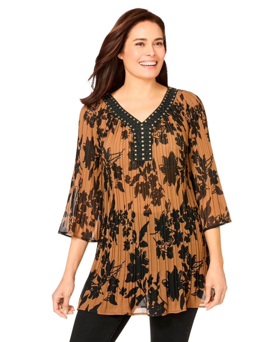 Блузка большого размера с декором и складками Woman Within, Toffee shadow
Блузка большого размера с декором и складками Woman Within, Toffee shadow