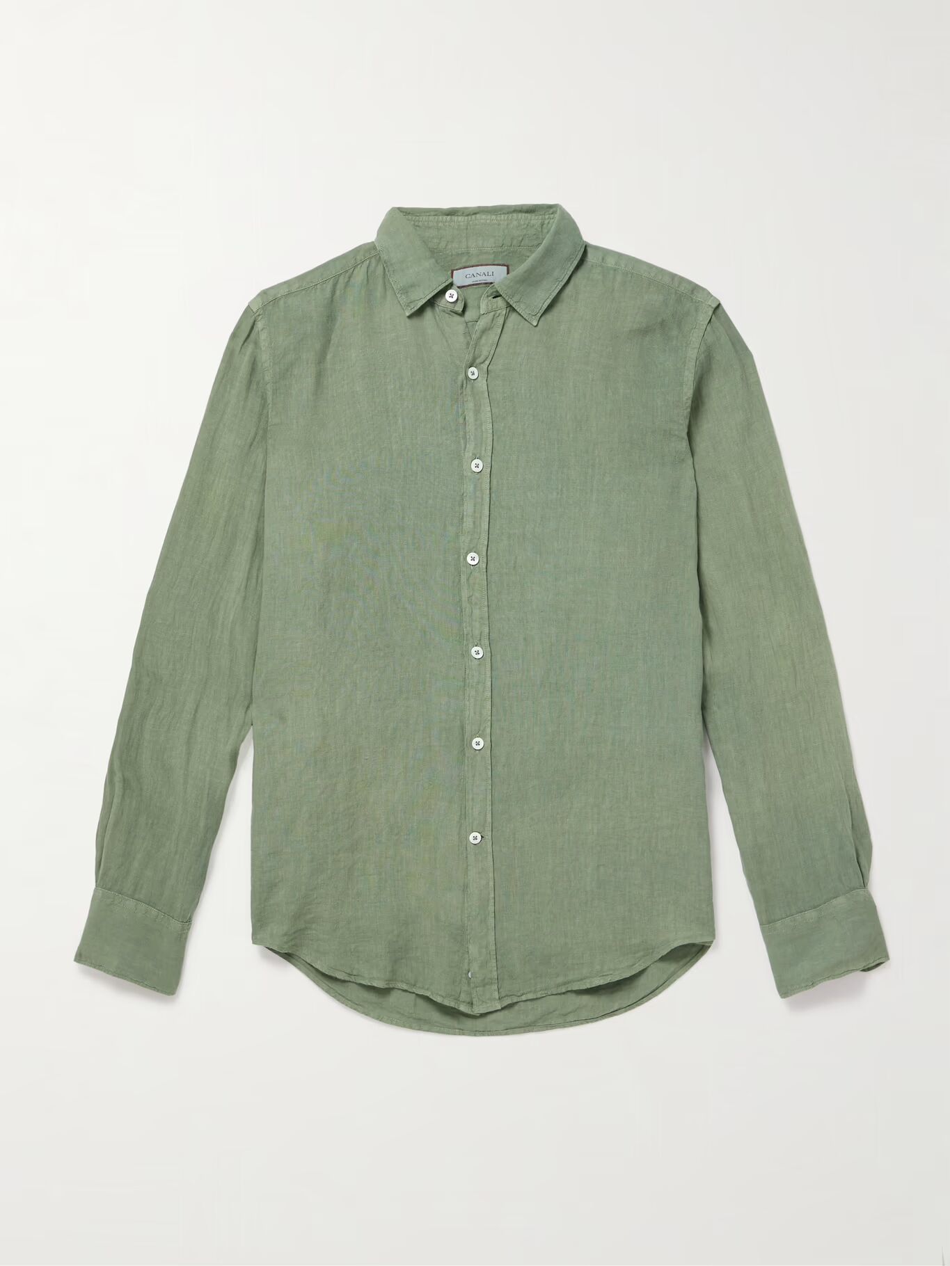 Рубашка из льна, окрашенная в готовом виде CANALI, зеленый
Рубашка из льна, окрашенная в готовом виде CANALI, зеленый