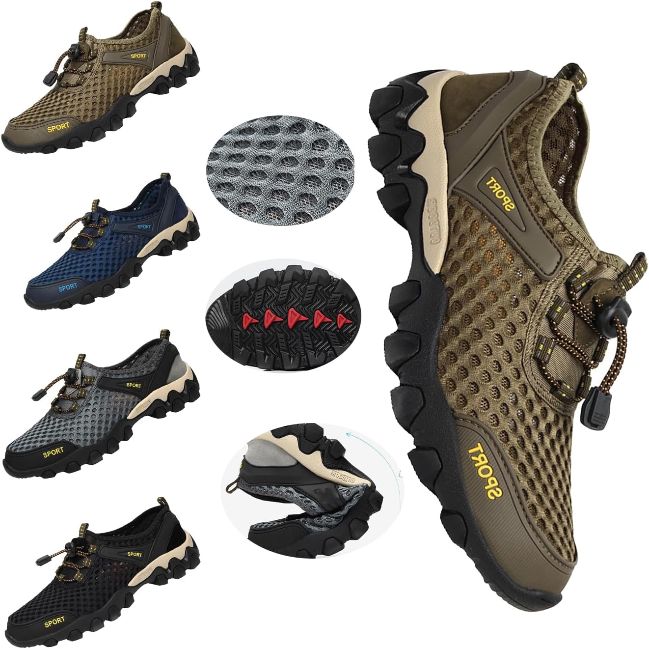 Мужские быстро сохнущие походные кроссовки - дышащие сетчатые кроссовки с поддержкой свода стопы, водонепроницаемые нескользящие обувь для пляжа, треккинга, рыбалки и летних путешествий Generic, Brown-a
Мужские быстро сохнущие походные кроссовки - дышащие сетчатые кроссовки с поддержкой свода стопы, водонепроницаемые нескользящие обувь для пляжа, треккинга, рыбалки и летних путешествий Generic, Brown-a