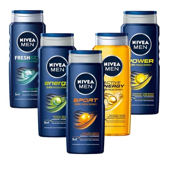 Набор мужских гелей для душа, 5х500 мл Nivea Men
Набор мужских гелей для душа, 5х500 мл Nivea Men