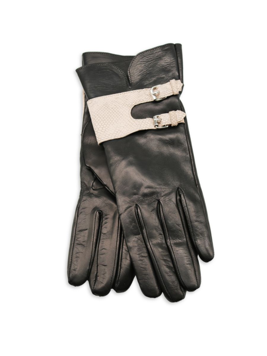 Кожаные перчатки с тиснением под питона и поясом Portolano, черный
Кожаные перчатки с тиснением под питона и поясом Portolano, черный
