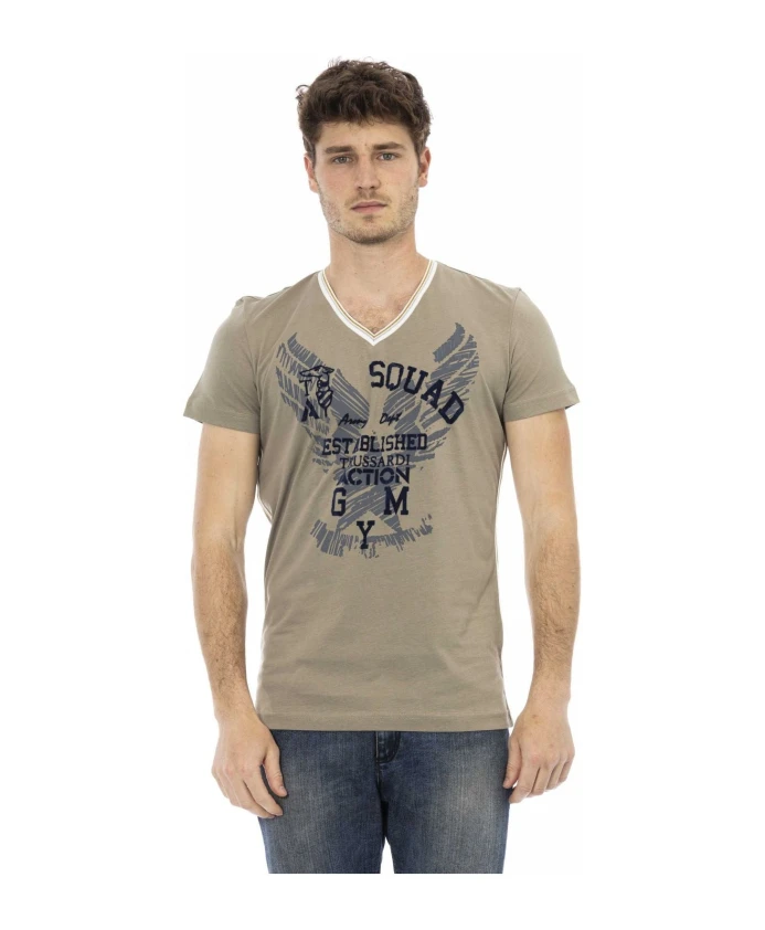 Футболка с короткими рукавами и V-образным вырезом Trussardi, зеленый
Футболка с короткими рукавами и V-образным вырезом Trussardi, зеленый