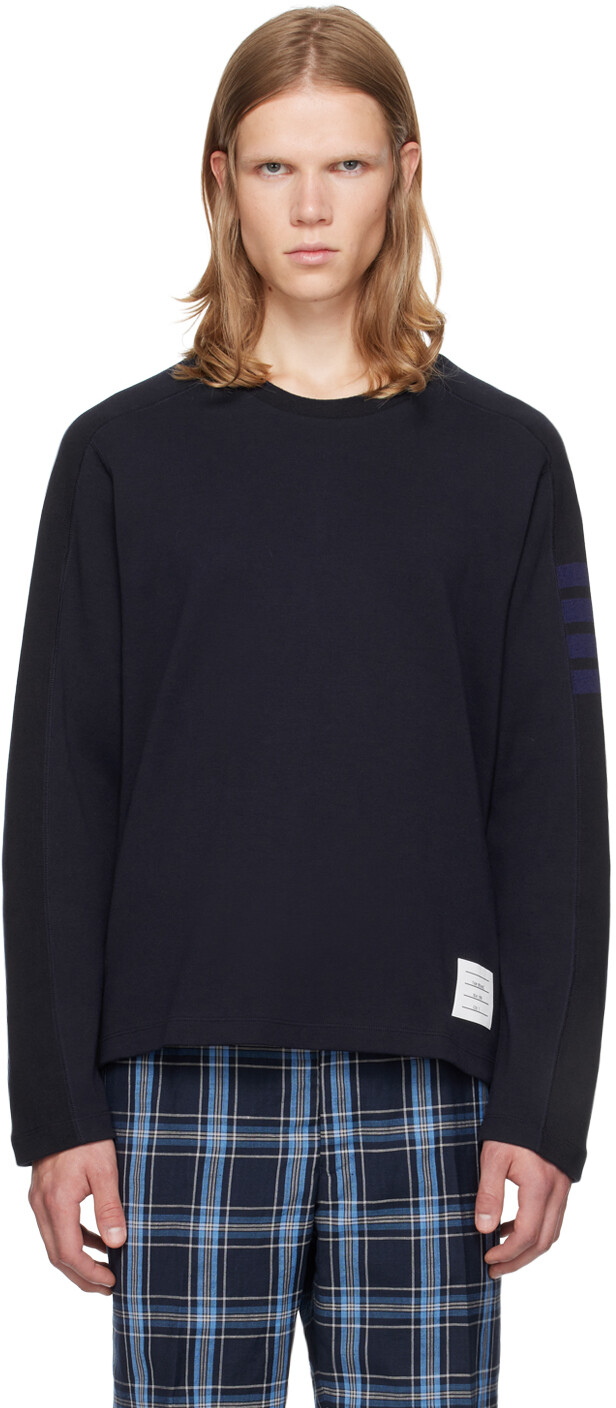 Футболка с длинным рукавом и 4 полосками Thom Browne, темно-синий
Футболка с длинным рукавом и 4 полосками Thom Browne, темно-синий