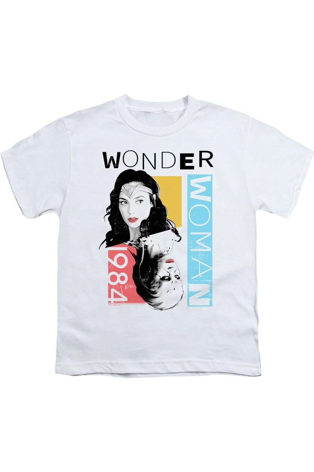 Футболка для девочек Wonder Woman 84 с цветными блоками Gildan, белый 
Футболка для девочек Wonder Woman 84 с цветными блоками Gildan, белый