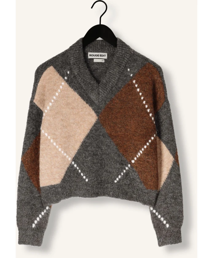 Вязаный свитер с V-образным вырезом и ажурным узором «руаргайл» Rouge Edit, мультиколор
Вязаный свитер с V-образным вырезом и ажурным узором «руаргайл» Rouge Edit, мультиколор