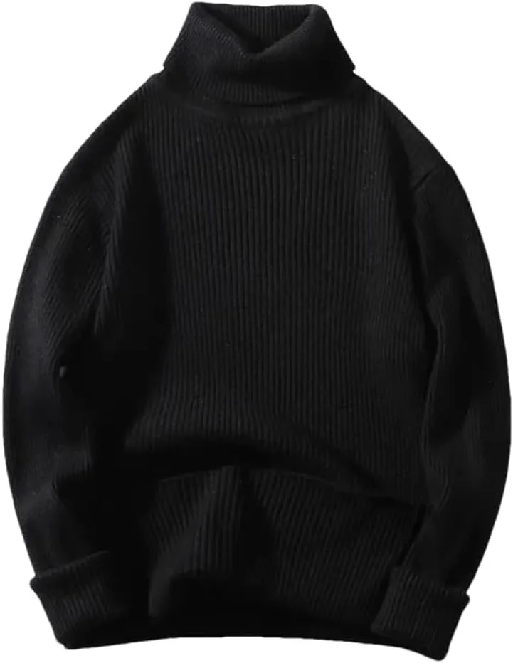 Мужской однотонный вязаный свитер с высоким воротником
Мужской однотонный вязаный свитер с высоким воротником