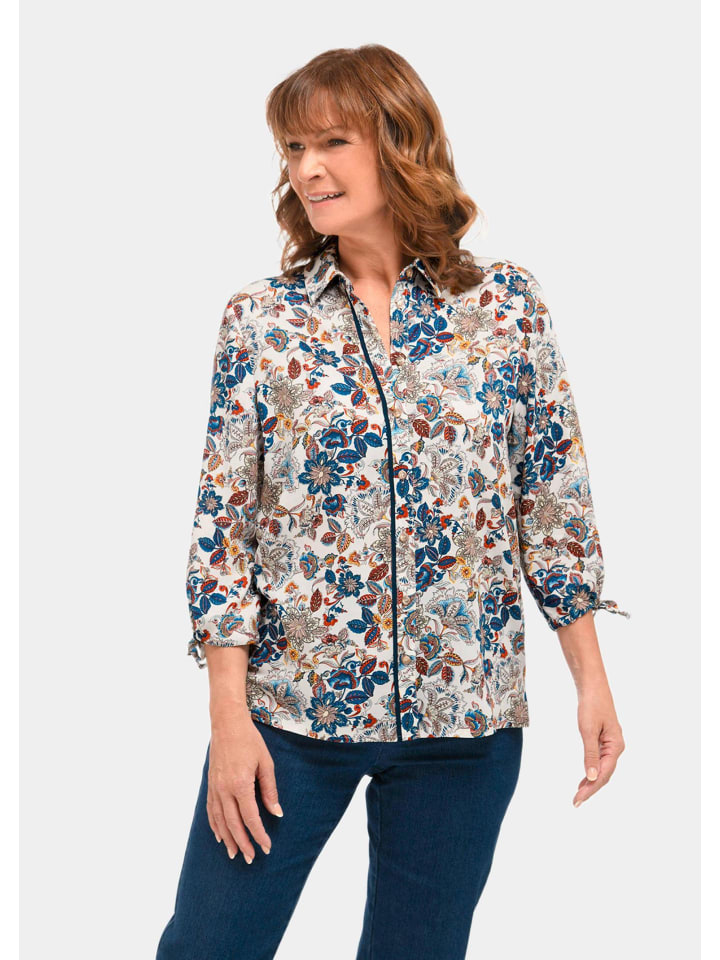 Блузка с принтом: Удобная блузка с принтом из вискозы бежевого, синего и цветочного цветов. GOLDNER
Блузка с принтом: Удобная блузка с принтом из вискозы бежевого, синего и цветочного цветов. GOLDNER