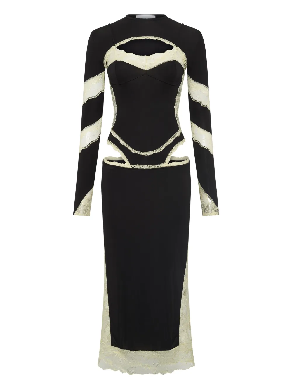 Платье миди с вырезом и кружевными вставками Marine Serre, черный
Платье миди с вырезом и кружевными вставками Marine Serre, черный