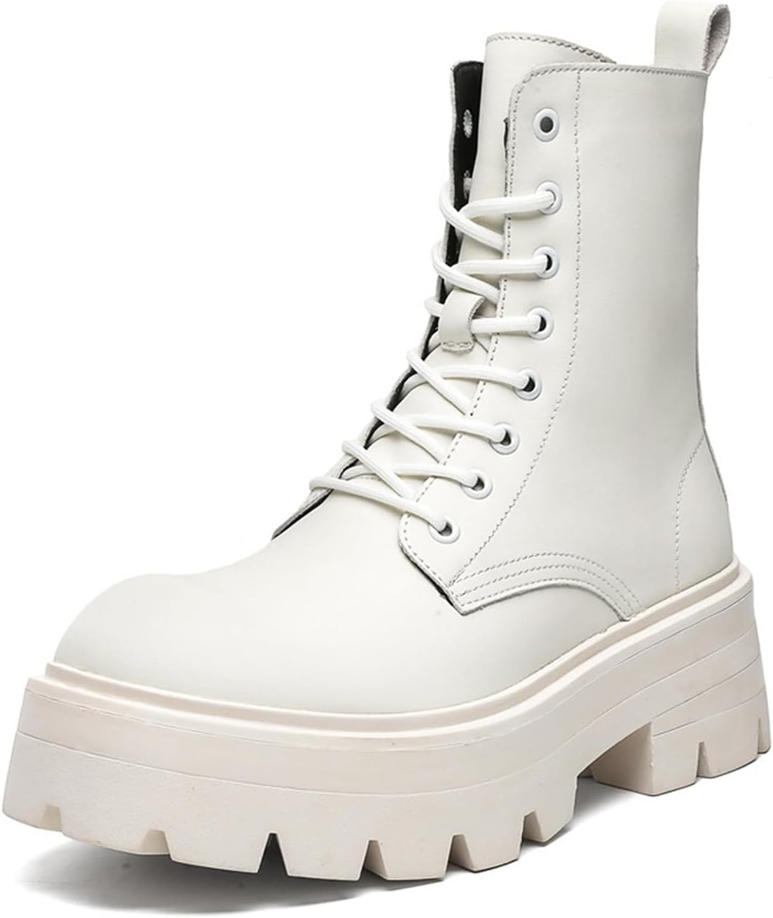 Мужские кожаные боевые ботинки на платформе с шнуровкой, круглым носком и массивной подошвой, мотоциклетные ботинки с боковой молнией, противоскользящие высокие ботинки-казаки Generic, белый
Мужские кожаные боевые ботинки на платформе с шнуровкой, круглым носком и массивной подошвой, мотоциклетные ботинки с боковой молнией, противоскользящие высокие ботинки-казаки Generic, белый