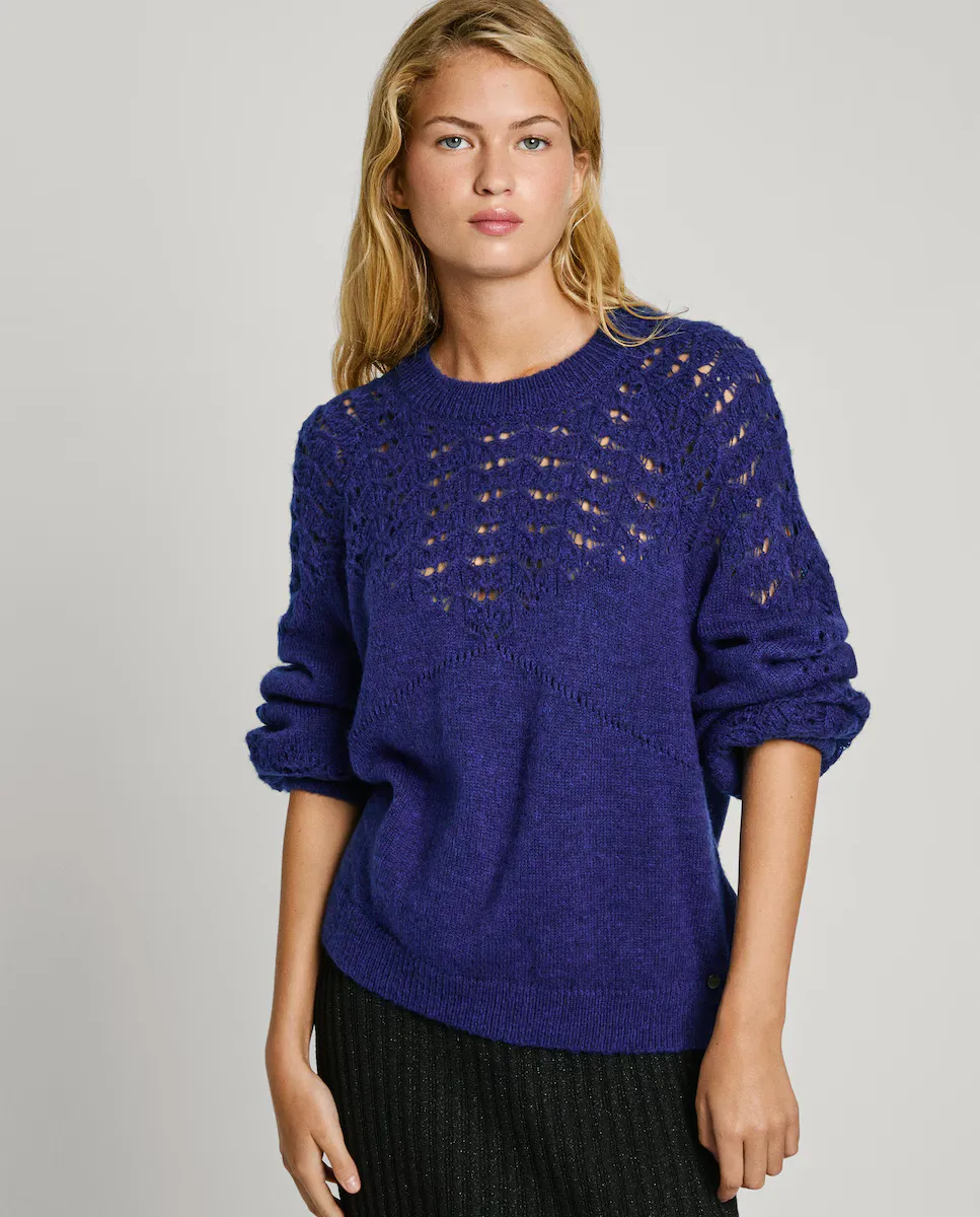 Женский ажурный свитер со спущенными плечами Pepe Jeans, синий
Женский ажурный свитер со спущенными плечами Pepe Jeans, синий
