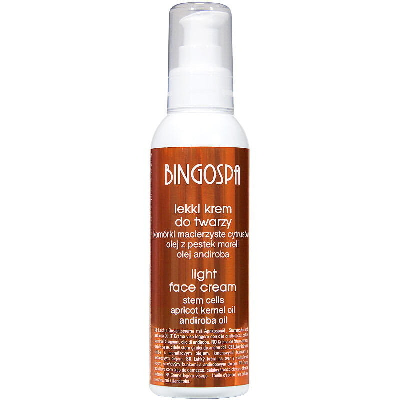 Легкий крем для лица со стволовыми клетками цитрусовых, абрикосовым маслом и маслом андиробы BINGOSPA
Легкий крем для лица со стволовыми клетками цитрусовых, абрикосовым маслом и маслом андиробы BINGOSPA