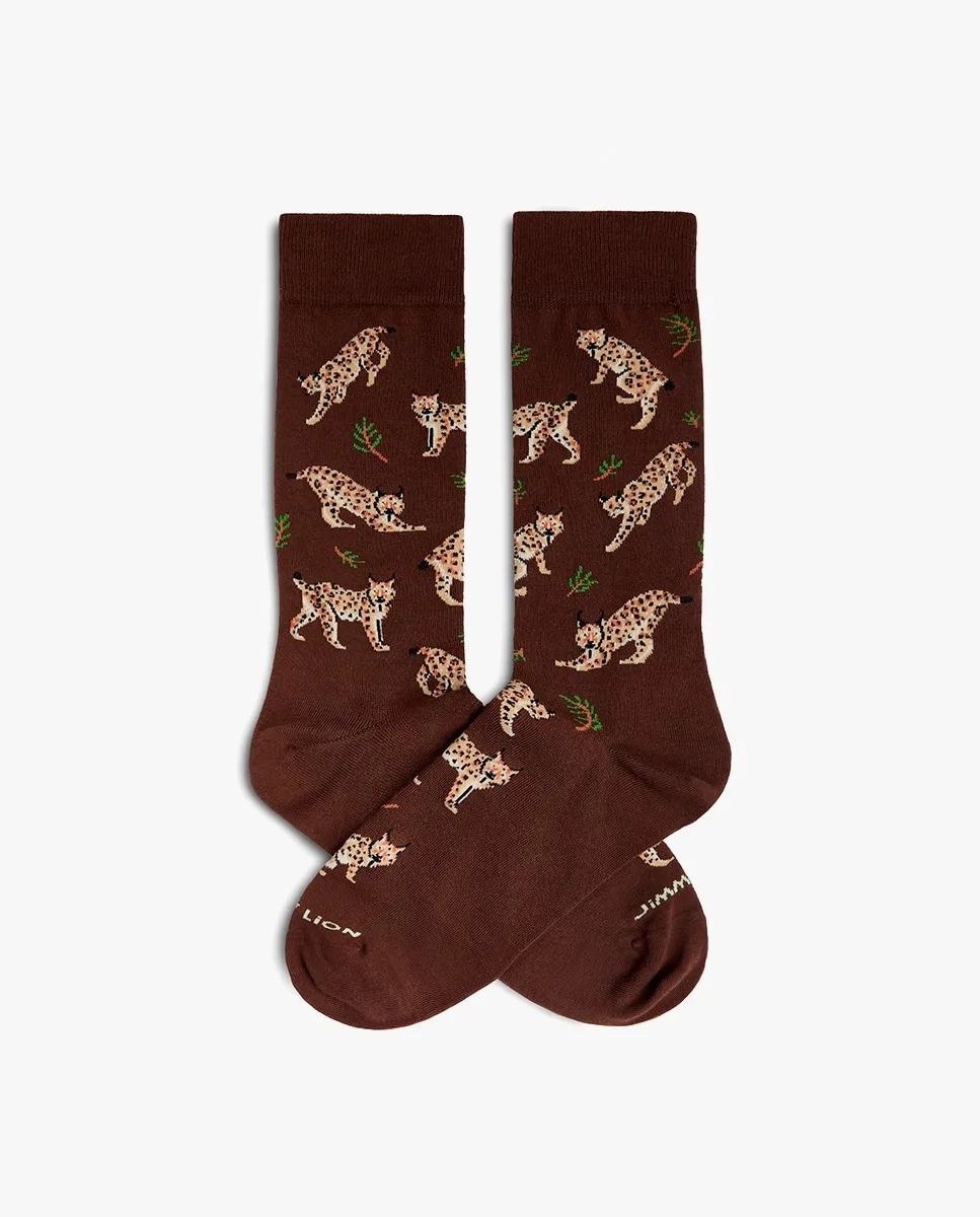 Мужской носки коричневого цвета с узором 'рысь' Jimmy Lion
Мужской носки коричневого цвета с узором 'рысь' Jimmy Lion