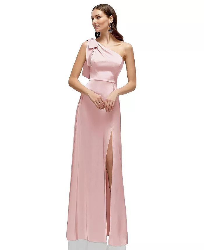 Женское платье макси из струящегося атласа с бантом и асимметричным вырезом на одно плечо и пышной юбкой After Six, розовый
Женское платье макси из струящегося атласа с бантом и асимметричным вырезом на одно плечо и пышной юбкой After Six, розовый