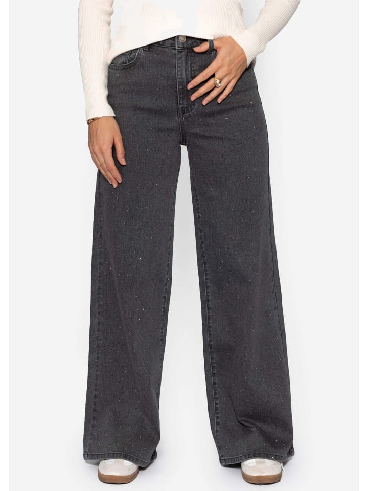 SASSYCLASSY Широкие джинсы темно-серого цвета со стразами
SASSYCLASSY Широкие джинсы темно-серого цвета со стразами
