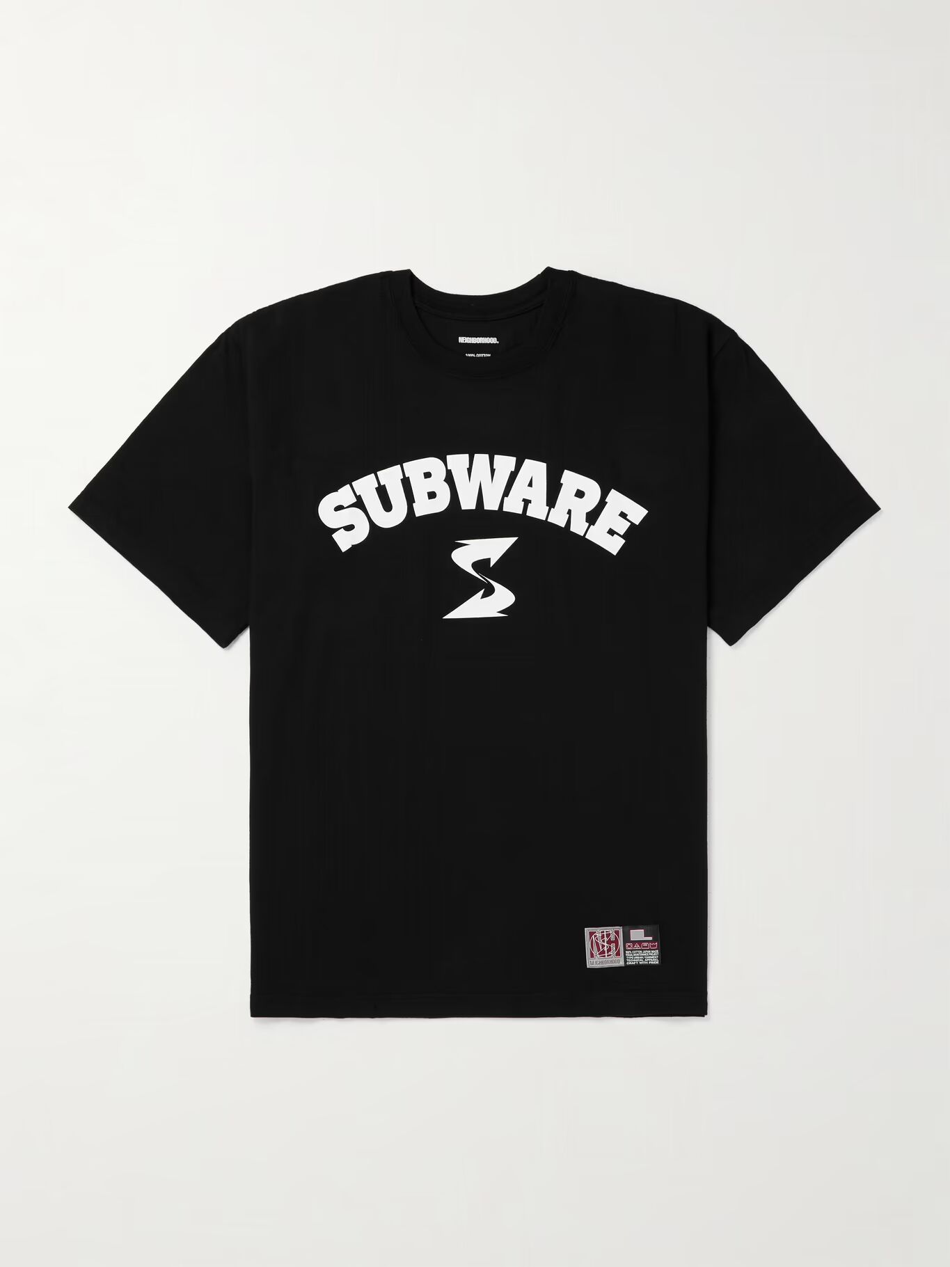 Футболка из хлопкового джерси с аппликацией и логотипом SUBWARE NEIGHBORHOOD, черный
Футболка из хлопкового джерси с аппликацией и логотипом SUBWARE NEIGHBORHOOD, черный