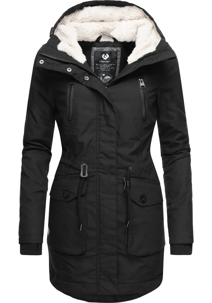 Зимнее пальто Ragwear "Эльза", теплая, модная зимняя парка с капюшоном, цвет Nero