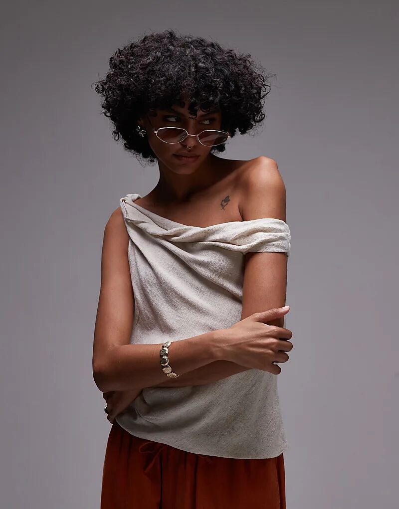 Топ Topshop с открытыми плечами, натуральный цвет 
Топ Topshop с открытыми плечами, натуральный цвет