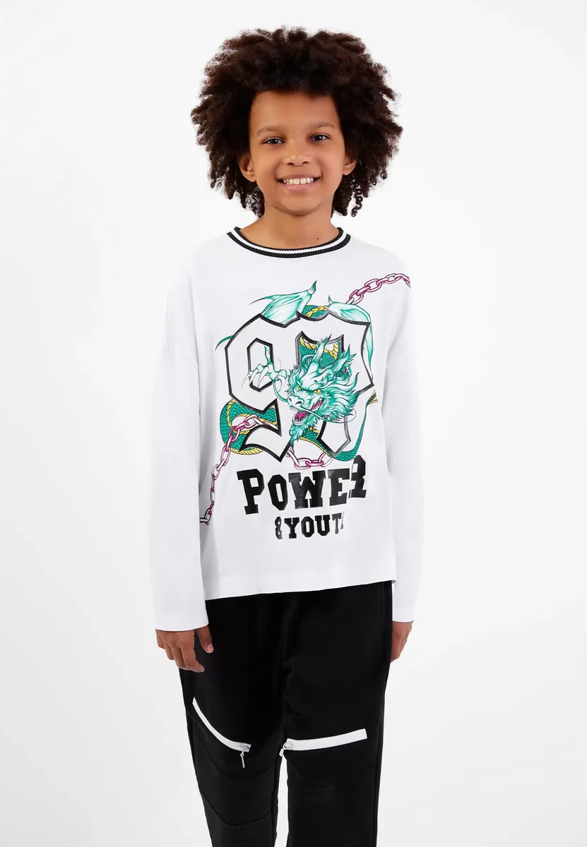 Рубашка Gulliver с длинными рукавами и крутым принтом спереди, белый
Рубашка Gulliver с длинными рукавами и крутым принтом спереди, белый