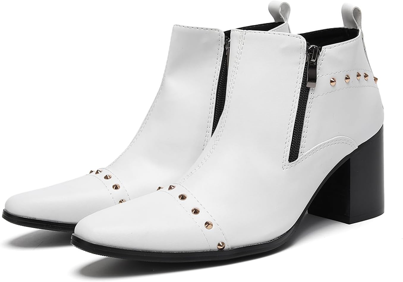 Мужские ботинки Santimon из лакированной кожи с заклепками- повседневные челси с блоковым каблуком и боковой молнией, ковбойские ботинки для сцены и вечеринки, белый
Мужские ботинки Santimon из лакированной кожи с заклепками- повседневные челси с блоковым каблуком и боковой молнией, ковбойские ботинки для сцены и вечеринки, белый