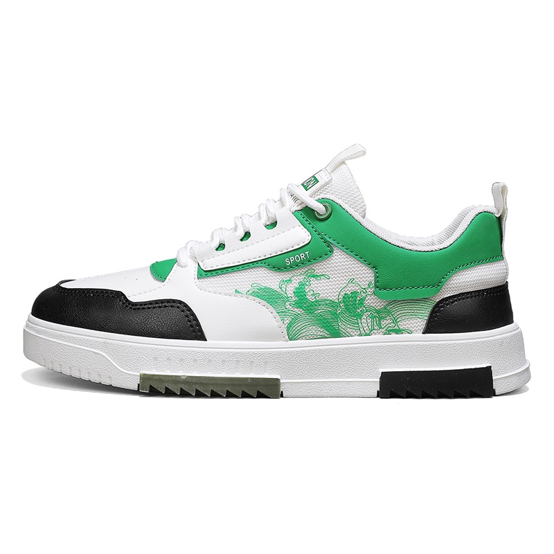 Boogie Bear Амортизирующие противоскользящие износостойкие дышащие легкие низкие повседневные туфли для мужчин с эффектом увеличения роста бело-зеленые, цвет White Green 
Boogie Bear Амортизирующие противоскользящие износостойкие дышащие легкие низкие повседневные туфли для мужчин с эффектом увеличения роста бело-зеленые, цвет White Green