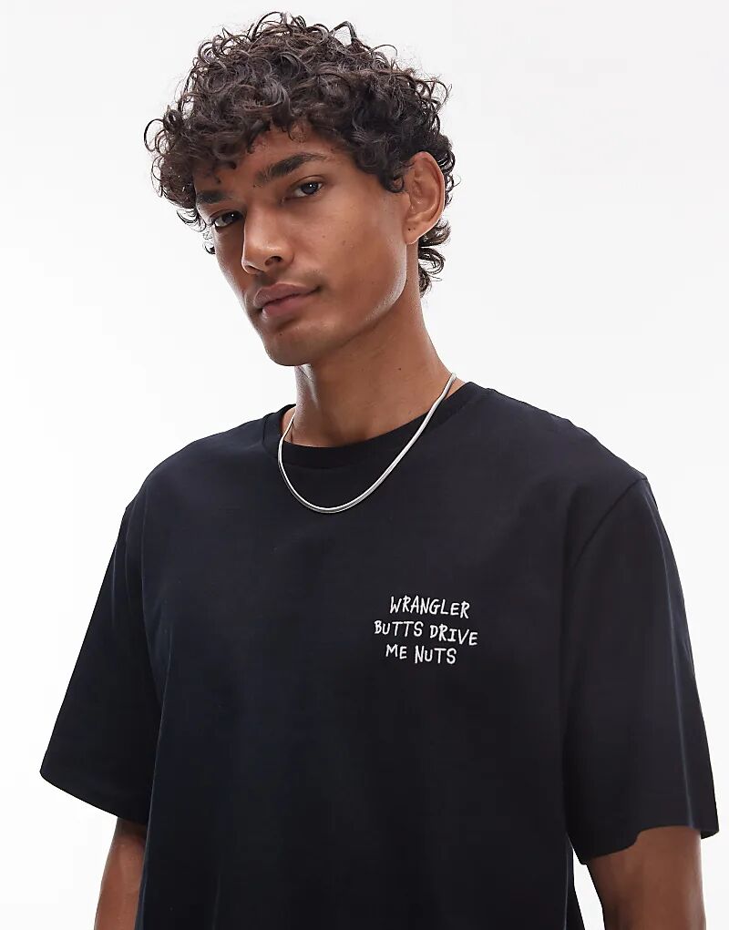 Футболка Wrangler с вышитым на груди слоганом черного цвета 
Футболка Wrangler с вышитым на груди слоганом черного цвета