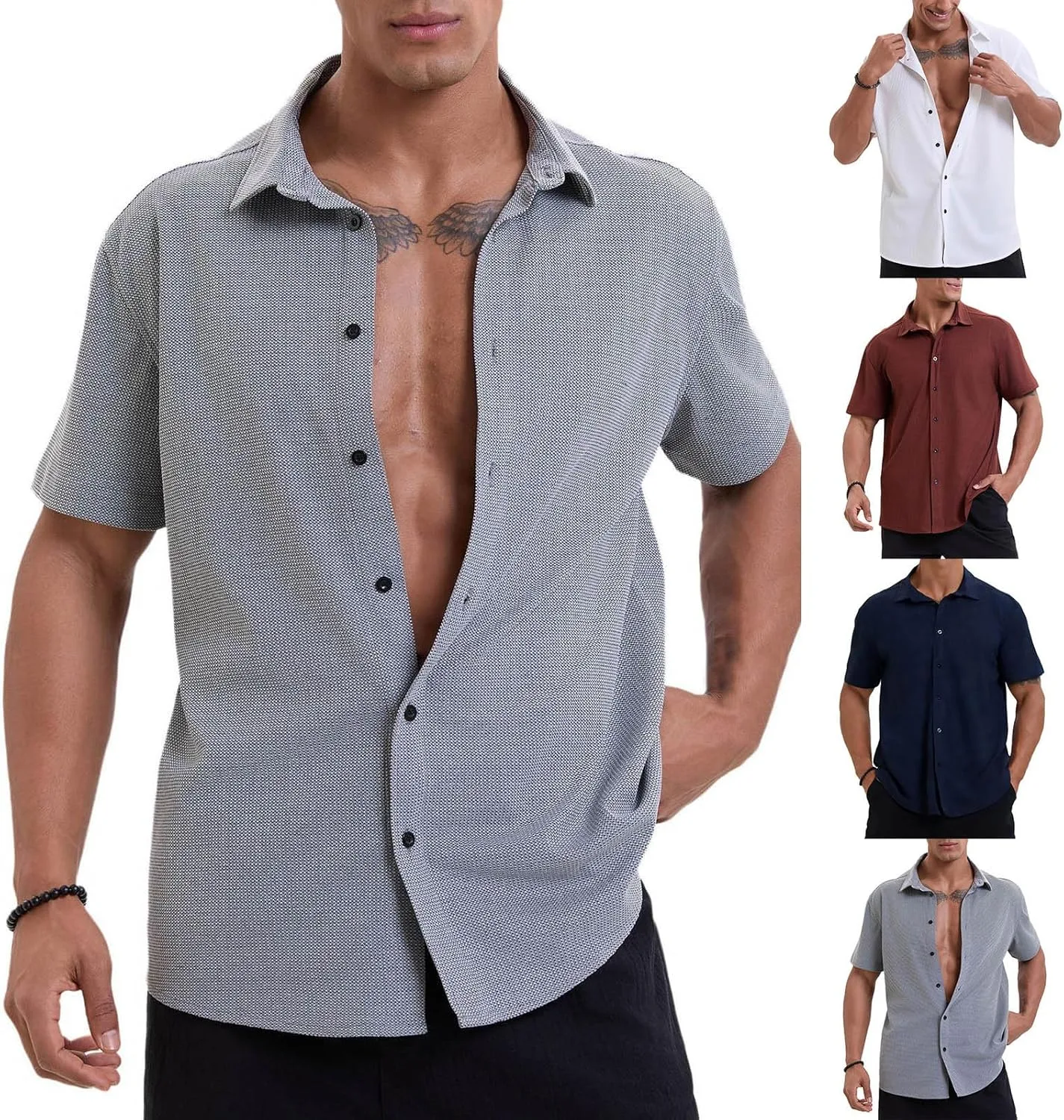 Мужская футболка с коротким рукавом и воротником на пуговицах
Мужская футболка с коротким рукавом и воротником на пуговицах