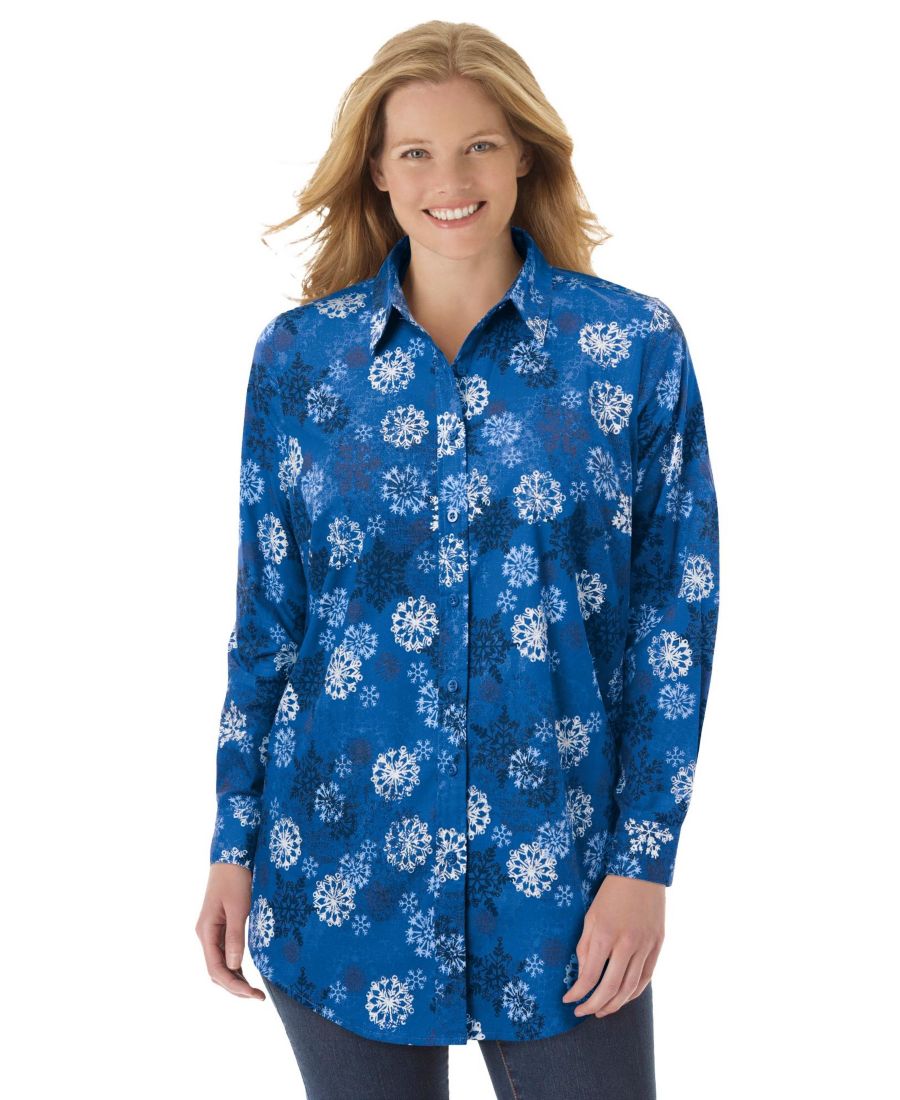 Рубашка с длинным рукавом идеального размера для полных женщин Woman Within, Deep cobalt snowflake
Рубашка с длинным рукавом идеального размера для полных женщин Woman Within, Deep cobalt snowflake