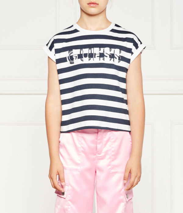 Футболка детская Guess свободного кроя в полоску, белый
Футболка детская Guess свободного кроя в полоску, белый