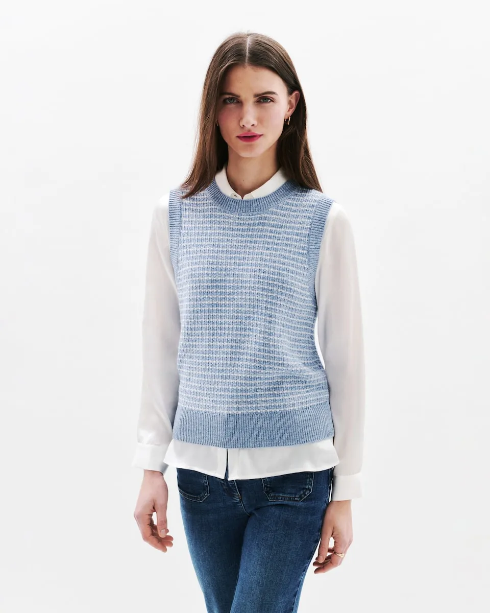 Женский шерстяной жилет с геометрическим принтом Caroll, синий
Женский шерстяной жилет с геометрическим принтом Caroll, синий