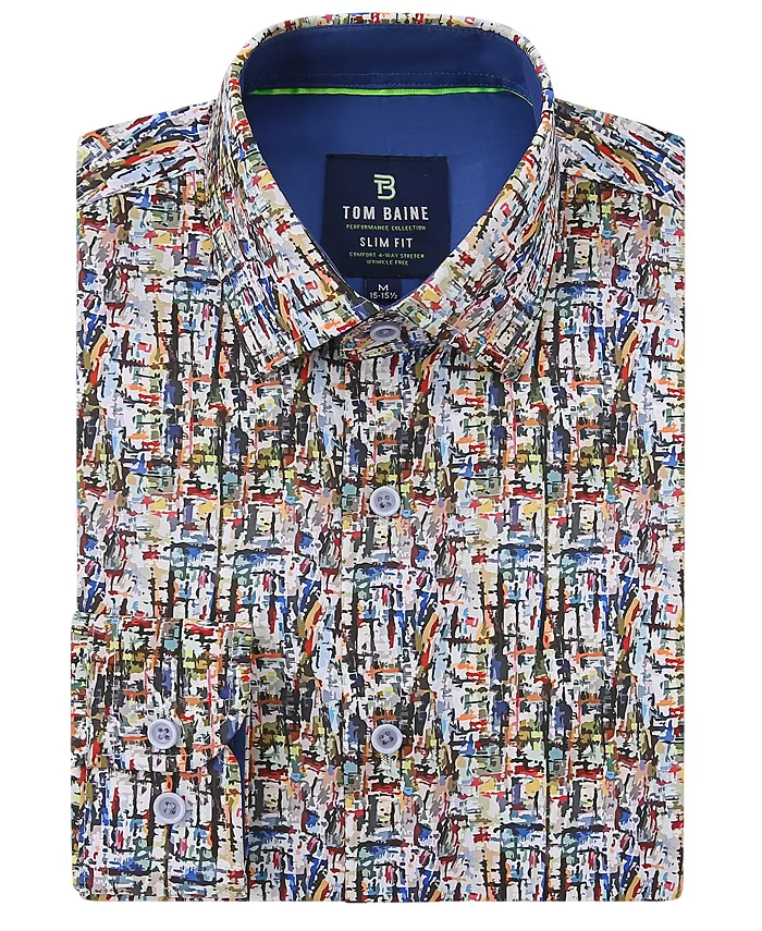 Мужская облегающая рубашка с длинным рукавом Performance с принтом Tom Baine, синий
Мужская облегающая рубашка с длинным рукавом Performance с принтом Tom Baine, синий