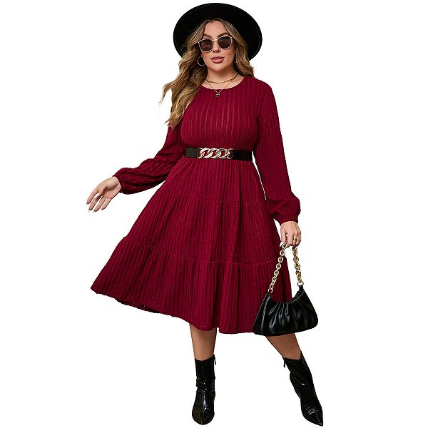 Платье-свитер с длинным рукавом и карманами для женщин plus size Kojooin, Burgundy
Платье-свитер с длинным рукавом и карманами для женщин plus size Kojooin, Burgundy