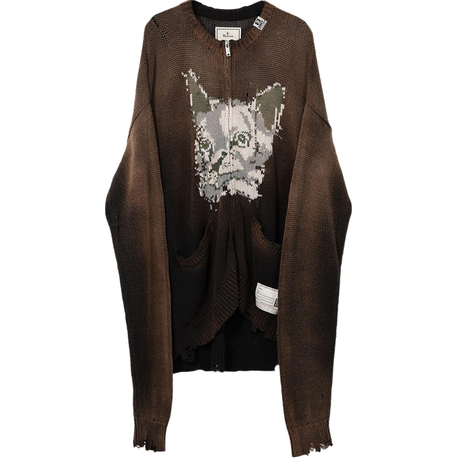 Кардиган с молнией Cat face Distressed Maison Mihara Yasuhiro, черный
Кардиган с молнией Cat face Distressed Maison Mihara Yasuhiro, черный