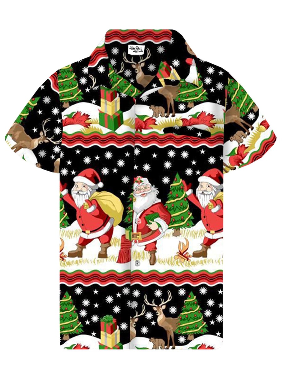 Рубашка на пуговицах классического кроя King Kameha Christmas Border Print, черный
Рубашка на пуговицах классического кроя King Kameha Christmas Border Print, черный