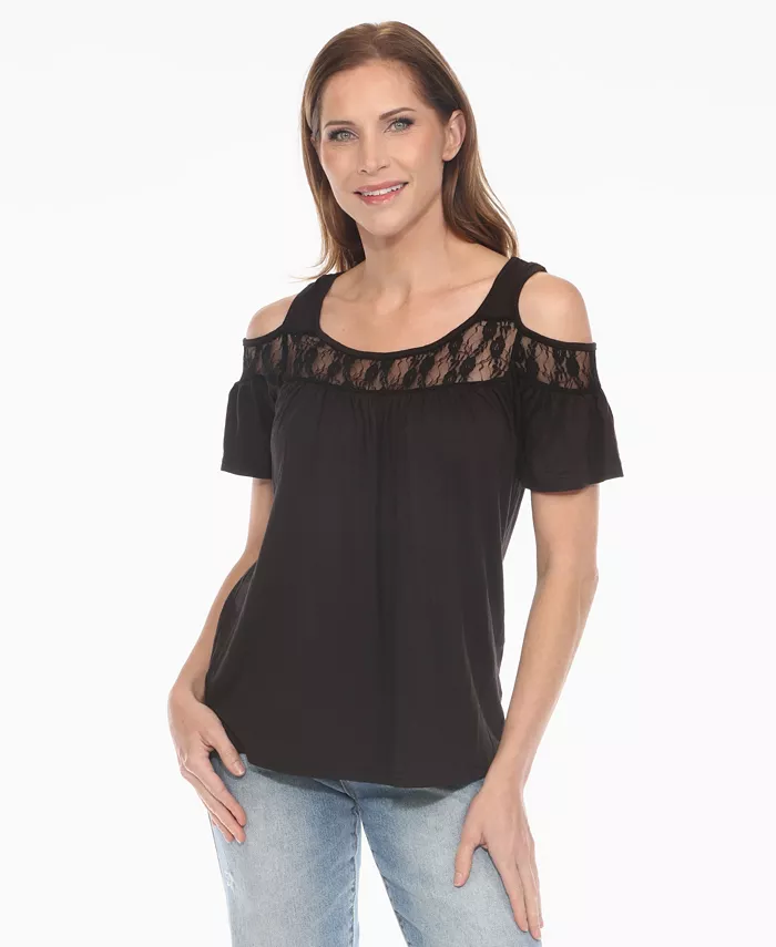 Женский вязаный топ с кружевной отделкой и открытыми плечами White Mark, черный
Женский вязаный топ с кружевной отделкой и открытыми плечами White Mark, черный