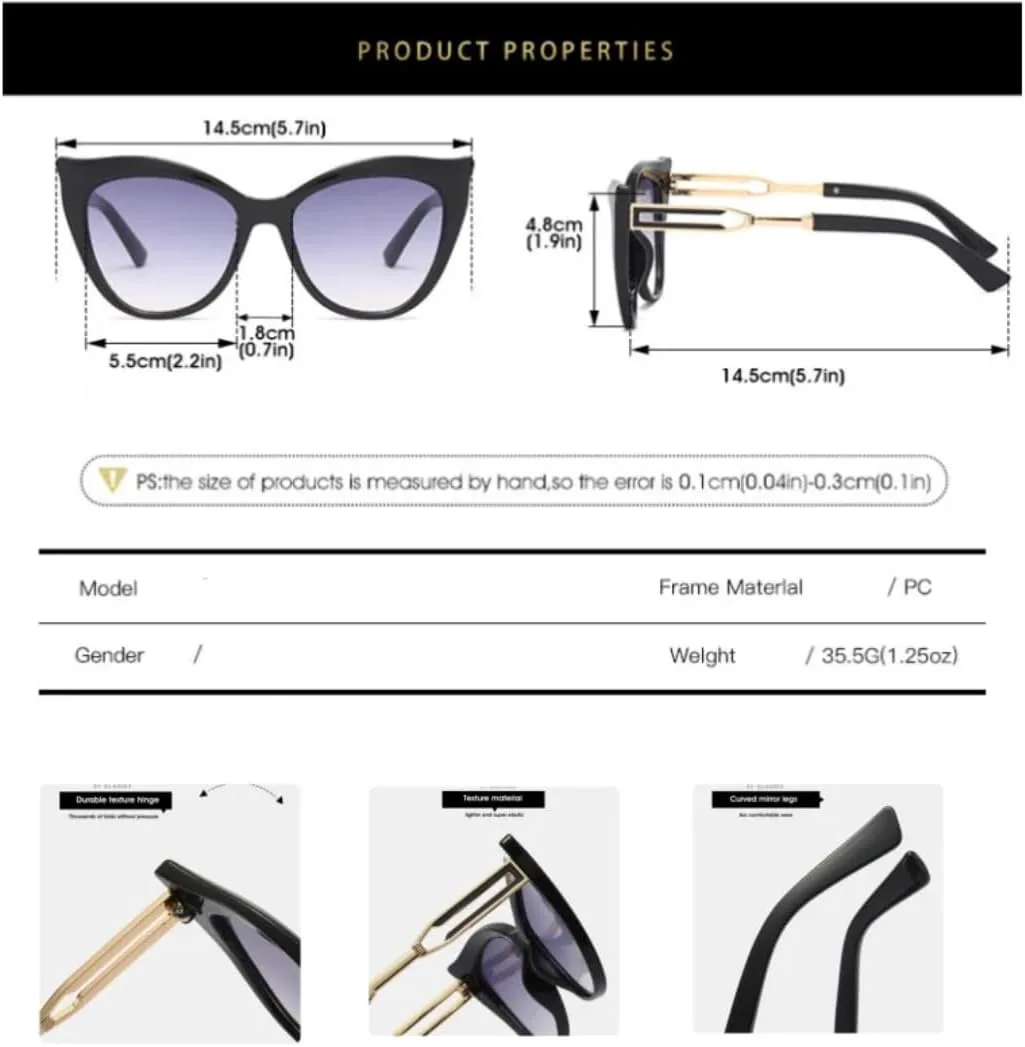 Винтажные солнцезащитные очки «кошачий глаз» для женщин и мужчин, модные, большие, с градиентным переходом цвета, защита от УФ-излучения UV400 TKKTLLT, White Clear
Винтажные солнцезащитные очки «кошачий глаз» для женщин и мужчин, модные, большие, с градиентным переходом цвета, защита от УФ-излучения UV400 TKKTLLT, White Clear