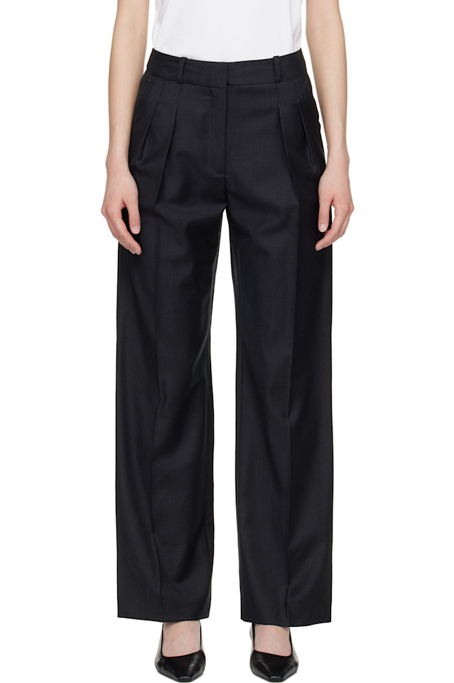 Loulou De Saison Черные брюки прямого кроя из ткани сбиру
Loulou De Saison Черные брюки прямого кроя из ткани сбиру