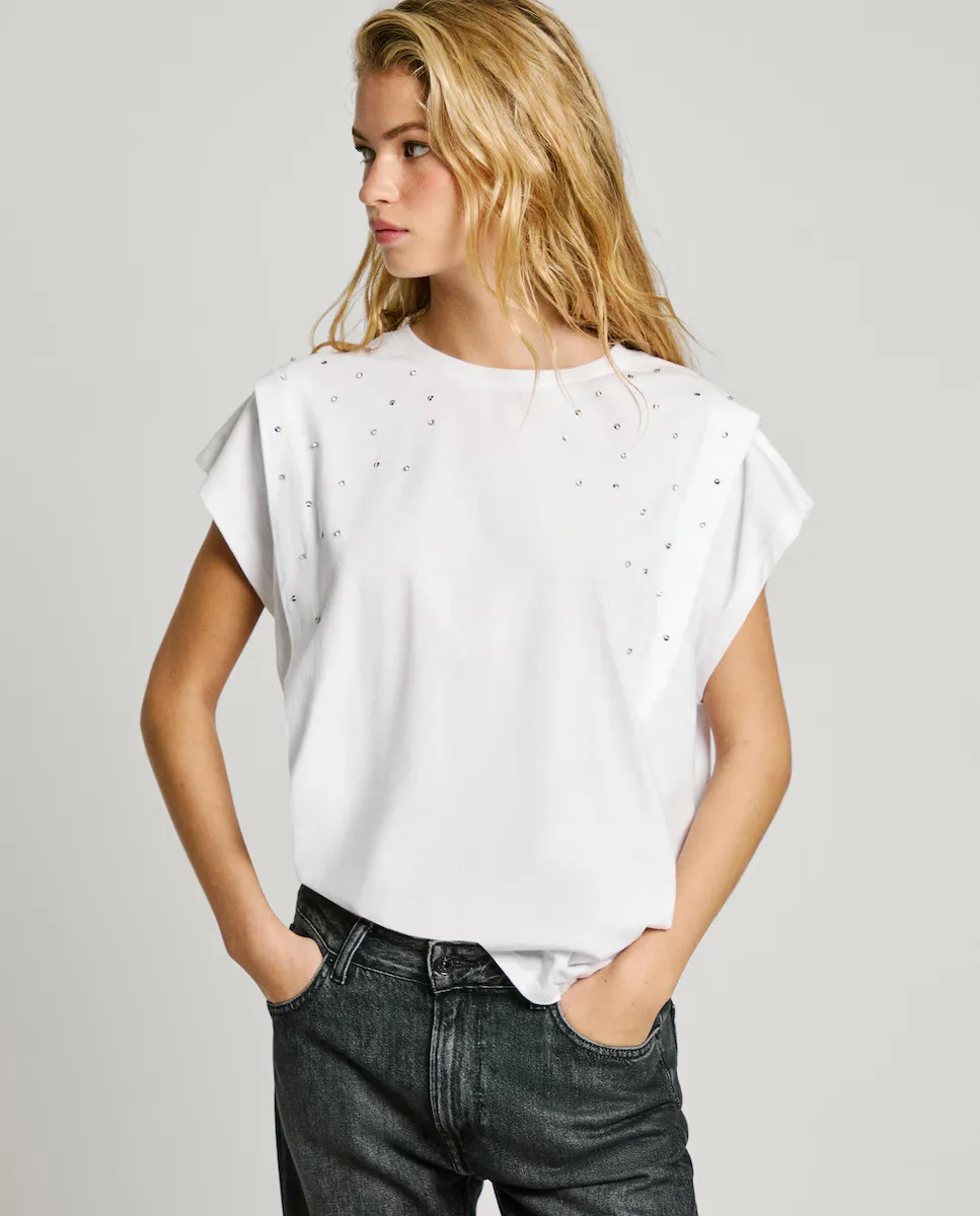 Женская футболка с короткими рукавами и стразами Pepe Jeans, белый
Женская футболка с короткими рукавами и стразами Pepe Jeans, белый