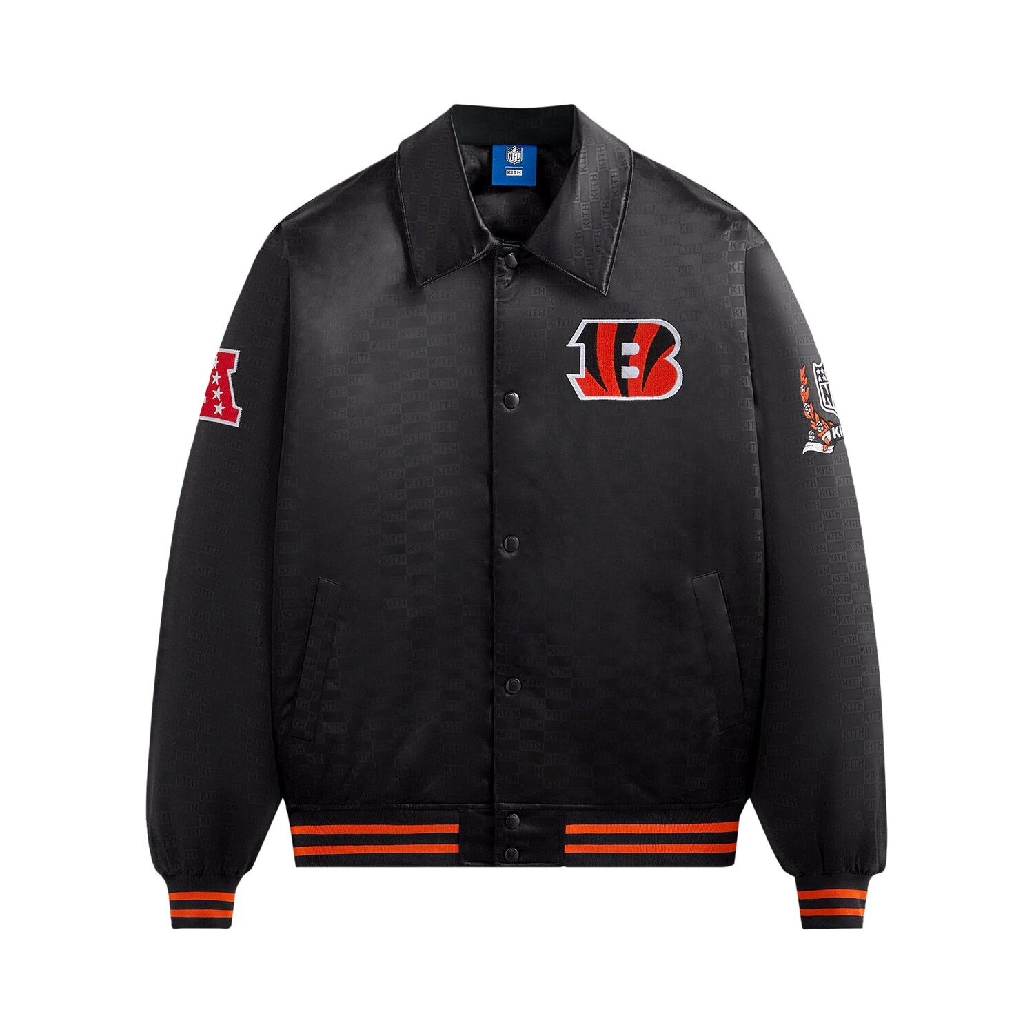 Kith For The NFL: атласный бомбер Bengals черного цвета, Черный, Kith For The NFL: атласный бомбер Bengals черного цвета
Kith For The NFL: атласный бомбер Bengals черного цвета, Черный, Kith For The NFL: атласный бомбер Bengals черного цвета