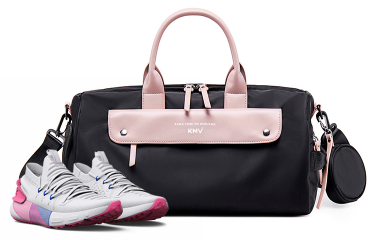 KMV Большая спортивная сумка из полиэстера для женщин, Black Pink 
KMV Большая спортивная сумка из полиэстера для женщин, Black Pink